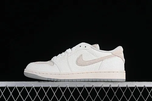 All categories Air Jordan Jordan series basketball shoes Air Jordan 1 Low pure original CP3 x Air Jordan 1 AJ1 Joe 1 embossed white low-top cultural casual sneakers FZ0455-200